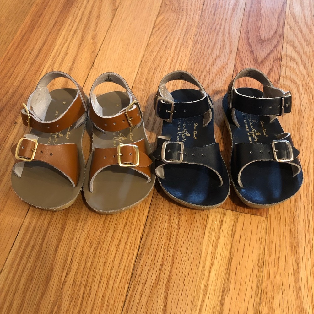 Two pairs of Sun Sans surfer style sandals size 6 toddler